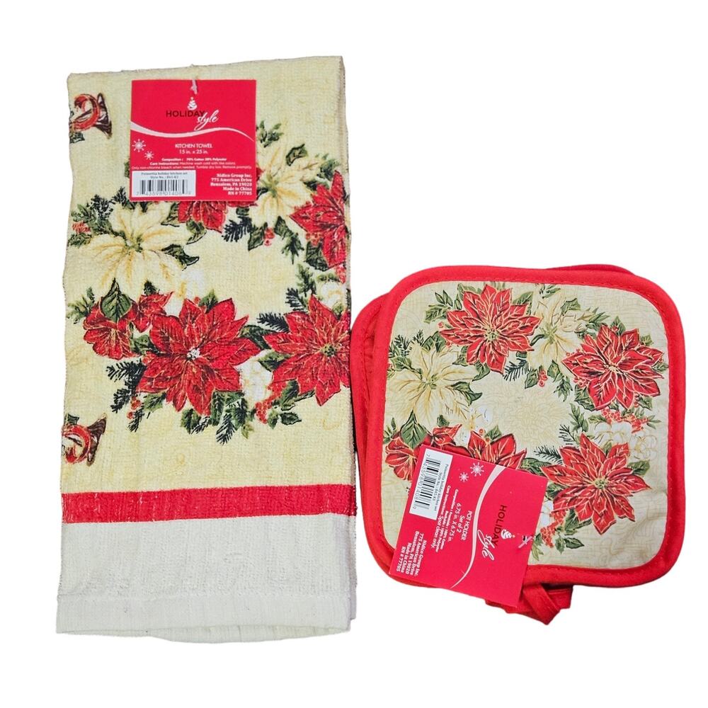 New Holiday Kitchen Towel and Pot Holder Set
